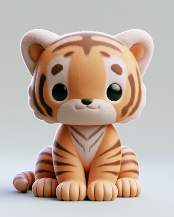 Cute 3D Chibi Tiger in Pastel Style