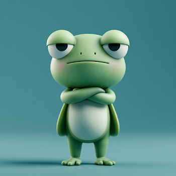 Cute 3D Frog Character with Smiling Expression