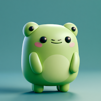 Cute 3D Frog Character with Solid-Color Shading