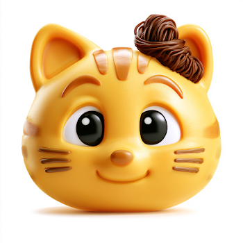 Cute 3D Orange Cat Face Icon