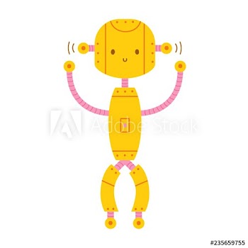 Cute adorable smiling robot isolated on white background