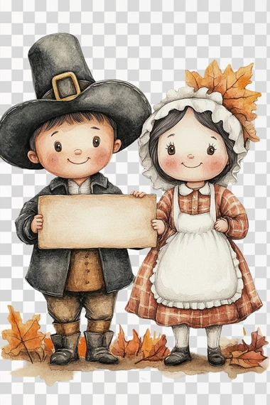 cute and adorable whimsical full body pilgrim couple holding