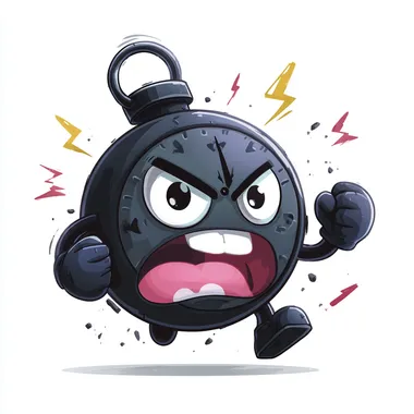Cute Angry Bomb with Timer in Comic Style Cute Angry Bomb with Timer in Comic Style