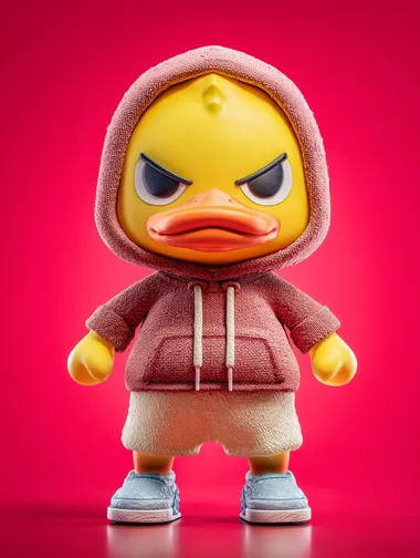 Cute Angry Duck Toy in Hoodie and Shorts Cute Angry Duck Toy in Hoodie and Shorts