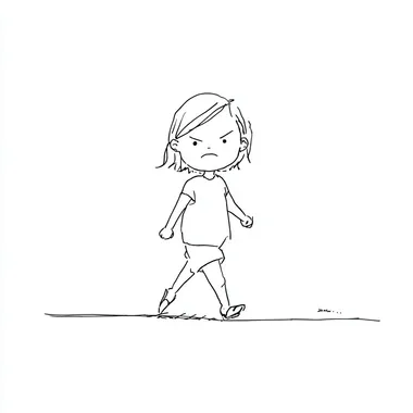 Cute Angry Girl Walking in Anime Chibi Style Cute Angry Girl Walking in Anime Chibi Style