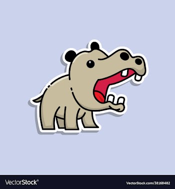 cute animal hippo sticker design