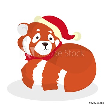 Cute animal in Santa Claus hat have fun
