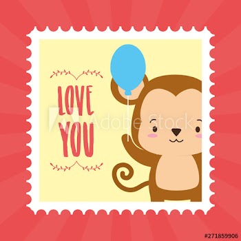 cute animal mail stamp