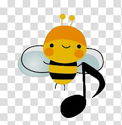 Cute animals , bee and musical note illustration transparent background PNG clipart