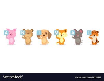cute animals character holding board