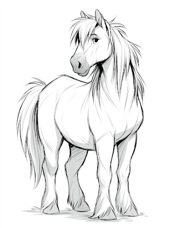 Cute Anime Style Horse Illustration