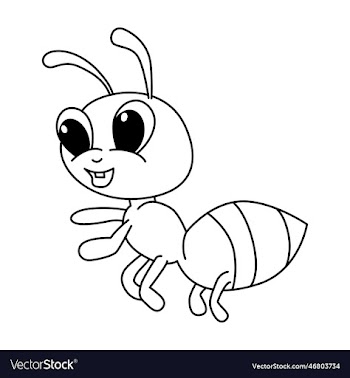 cute ant cartoon coloring page for kids