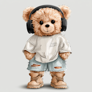 Cute Anthromorphic Teddy Bear in Casual Outfit