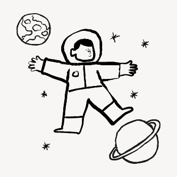 Cute astronaut sticker, galaxy doodle | Free PSD Illustration - rawpixel
