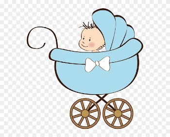 Cute Baby Boy In Baby Carriage Cartoon Clip Art - Baby In Carriage Clipart