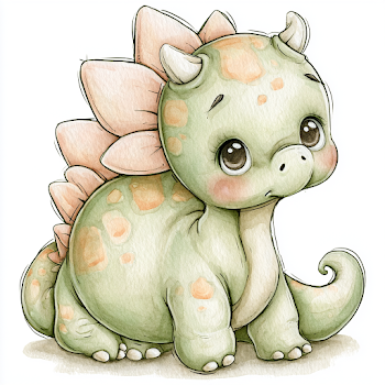 Cute Baby Dinosaur Illustration