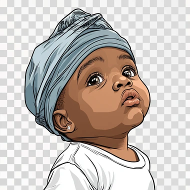 cute baby drooling with a durag, cartoon look, boy baby, coo