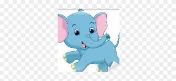 Cute Baby Elephant Cartoon Running Wall Mural • Pixers® - Baby Elephant Running Cartoon