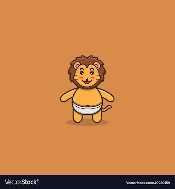 cute baby lion character mascot icon logo