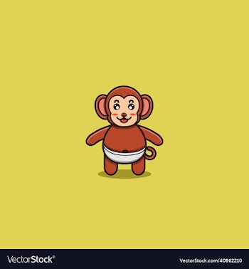 cute baby monkey character mascot logo