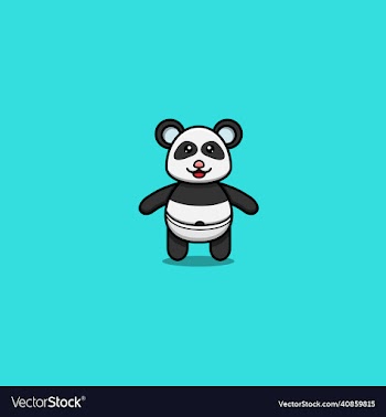 cute baby panda character logo icon