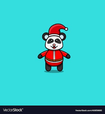 cute baby panda with santa clause costume