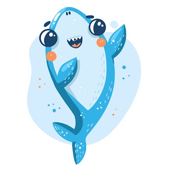 Cute baby shark in cartoon style design Free Vector