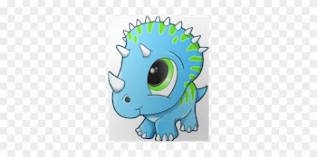 Cute Baby Triceratops Dinosaur Vector Illustration - Cute Baby Dinosaur