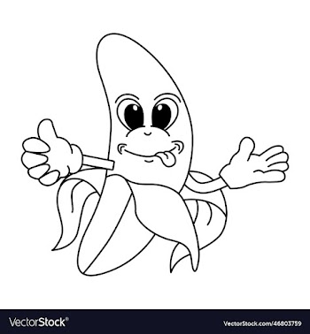 cute banana cartoon coloring page for
