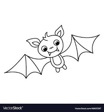 cute bat cartoon coloring page for kids