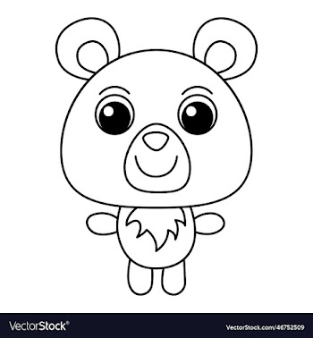 cute bear cartoon coloring page for kids