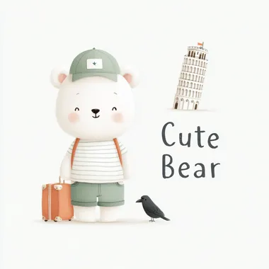 Cute Bear Cub at the Leaning Tower of Pisa Cute Bear Cub at the Leaning Tower of Pisa