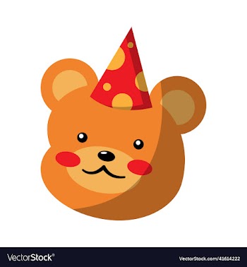 cute bear head party flat icon