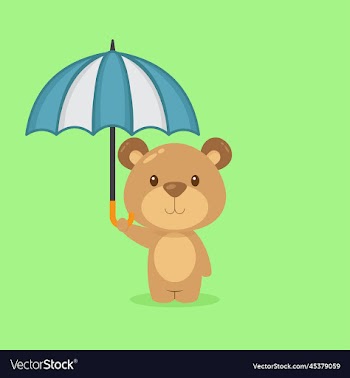cute bear holding umbrella