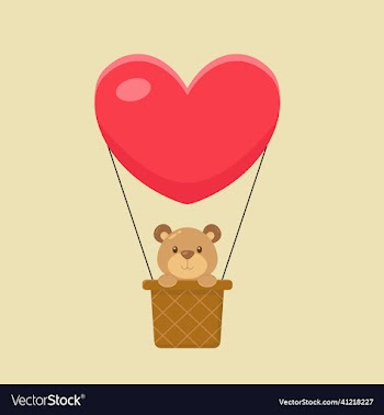 cute bear hot air balloon cartoon