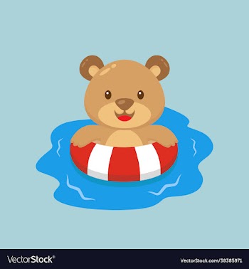 cute bear swimming summer cartoon