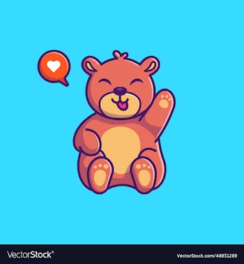 cute bear waving hand cartoon