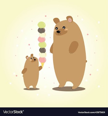 cute bears with big ice cream