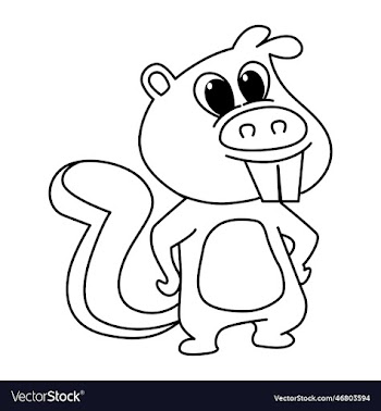 cute beaver cartoon coloring page for