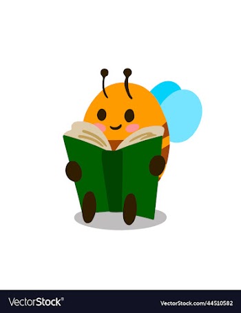 cute bee reading book cartoon bee