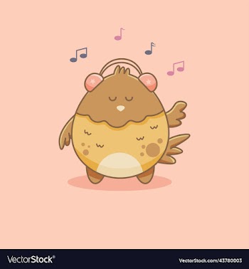 cute bird character with headphone