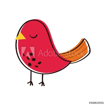 cute bird spring hand draw style