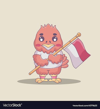 cute bird with indonesian flag