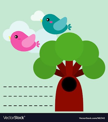 Cute birds with tree vector image