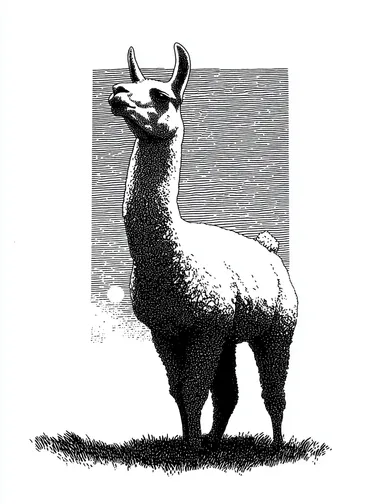 Cute Black and White Llama Illustration Cute Black and White Llama Illustration