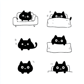 Cute Black Cat Vector Illustrations