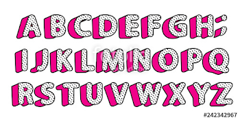 Cute black polka dots 3D english alphabet letters set. Vector LOL ...
