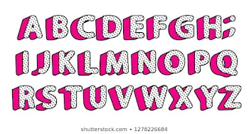 Cute black polka dots 3D english alphabet letters set. Vector LOL ...