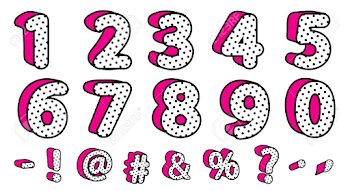 Cute Black Polka Dots 3D Set Of Numbers And Signs. Vector LOL ...