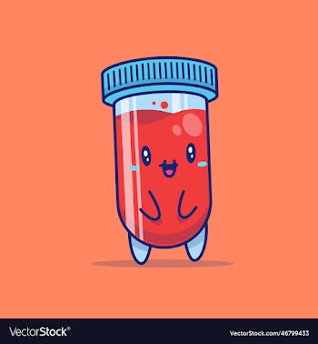 cute blood liquid in tube cartoon